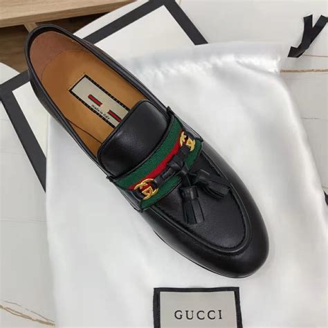 Gucci Gg Unisex Loafer With Web And Interlocking G Black Leather Lulux