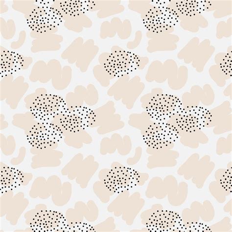 Pastel Beige Doodle Abstract Seamless Pattern With Dots And Shape