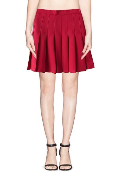 Plain High Waist Pleated Skirt With Side Zipper