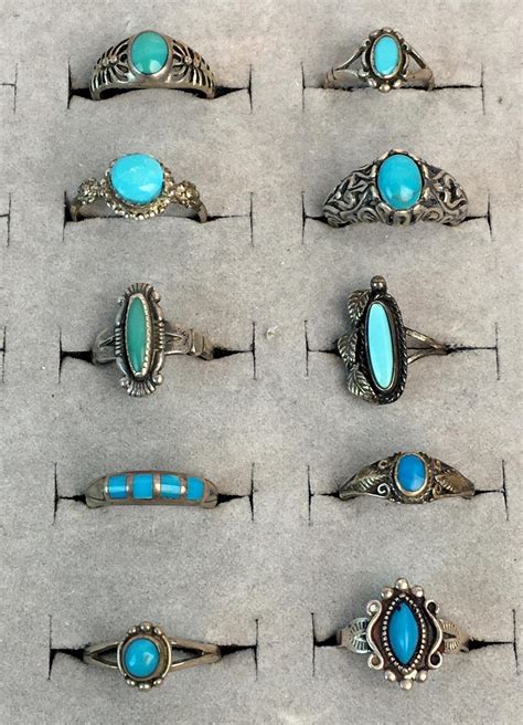 Lot Vintage Lot Of Sterling Silver Turquoise Rings