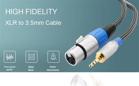 Tisino Xlr To 35mm Mini Jack Microphone Cable Nylon Braid Unbalanced