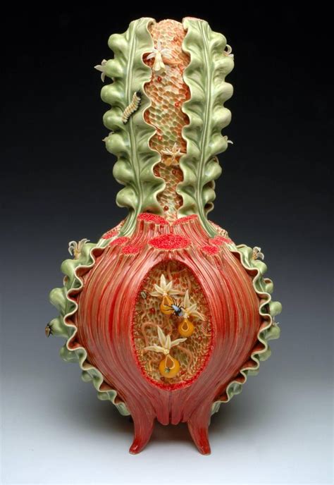 Bonnie Seeman Contemporary Porcelain Ceramic Sculpture With Glass