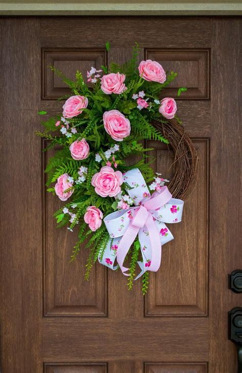 Rose Grapevine Wreath Everyday Wreath Pink Rose Wreath Etsy In 2021