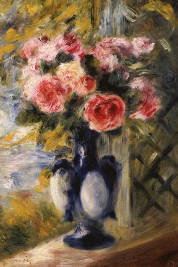 Roses In A Blue Vase 1892 Giclee Print Pierre Auguste Renoir