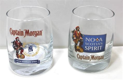 Captain Morgan Rum Old Fashioned Bar Glasses Nova Scotia Themed 12oz Captain Morgan Rum Rum