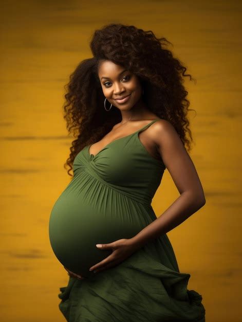Premium Ai Image Happy Pregnant Beauty Young American Black Skin
