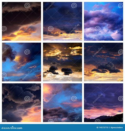 Sunset Clouds Collage Stock Image Image Of Heaven Nature 14573775