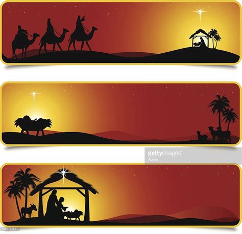 Vector Art Nativity Scene Banners Designs Christmas Window Display Christmas Nativity