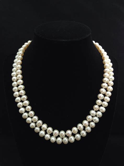 Genuine Pearl Necklace Aa Pearl Necklace Double Strand Pearl Necklace Multi Strand
