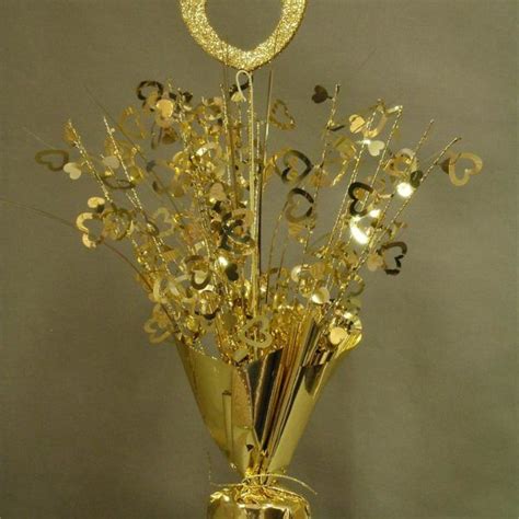 Gold Heart Table Centerpiece 50th Wedding Anniversary Decorations