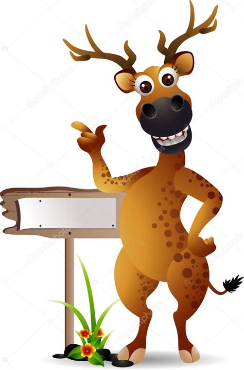 Funny Deer Cartoon With Blank Board — Stock Vector © Starlight789 13832248
