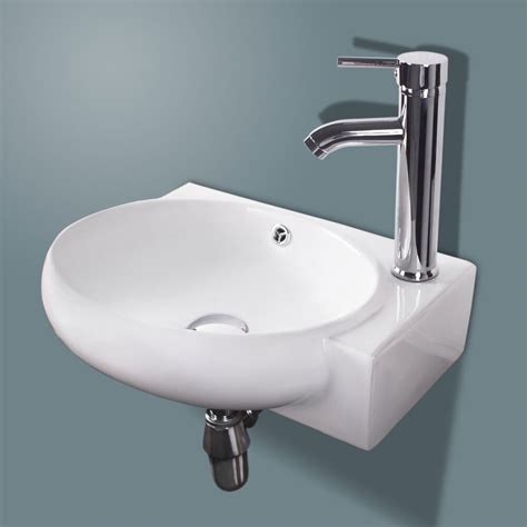 Wall mount bathroom sink faucets are ideal for use with vessel sinks and bathrooms that have limited countertop space. Bathroom Vessel Wall Mount Sink Porcelain Ceramic Corner ...
