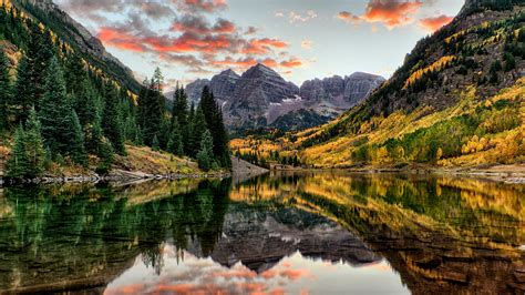 Picture Usa Maroon Bells Colorado Spruce Autumn Nature 1920x1080