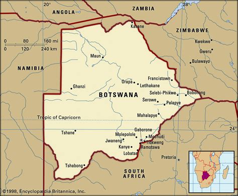 Map Of Botswana And Geographical Facts Where Botswana On World Map World Atlas