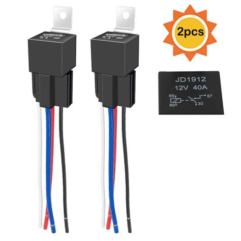 Buy Gtiwung 2 Pack 12v 40a Jd1912 Car Relay Harness 4 Pin Spst Relay