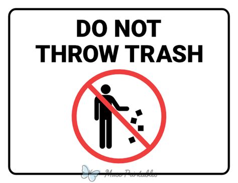 Printable Do Not Throw Trash Sign