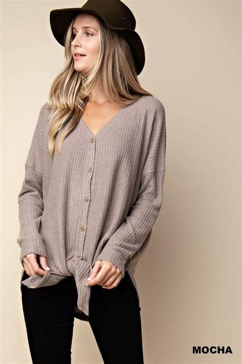 You Cant Go Wrong With This Versatile Waffle Knit Long Sleeve Shirt It
