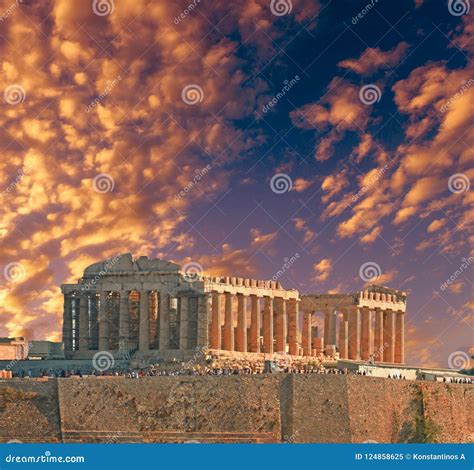 Parthenon Autumn Sunset Athens Greece Stock Image Image Of Culture