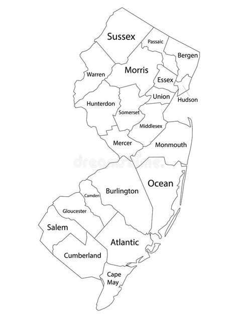Mapa Vectorial De Los Condados De Nueva Jersey Ilustraci N Del Vector