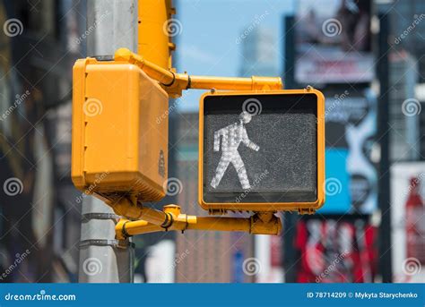 Pedestrian Traffic Walk Light On New York City Street Stock Image