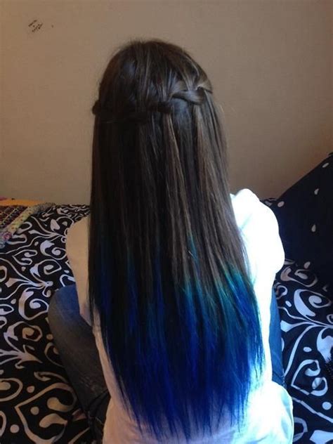 Royal Blue Dip Dyed Hair Dip Dyed Waterfall Braid All