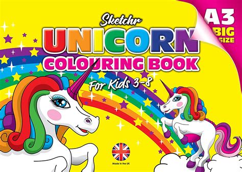 A3 Jumbo Size Unicorn Colouring Book For Kids Ideal For Two