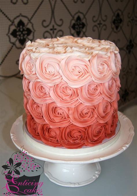 Ombre Rosette Double Barrel Wedding Cake Decorated Cake Cakesdecor