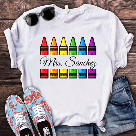 Personalized Crayon Teacher Shirt Cute Teacher Shirt Teacher Etsy