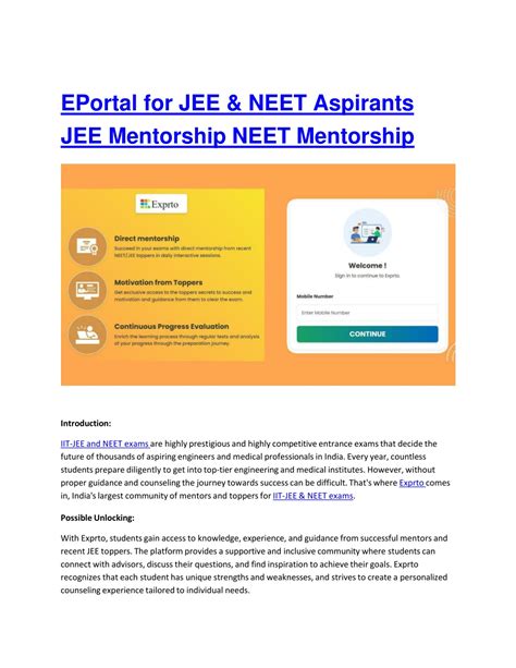 Ppt Eportal For Jee Neet Aspirants Jee Mentorship Neet Mentorship