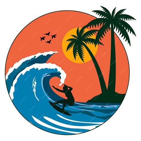 Premium Vector Summer Surfing Beach Vector Illustration T Shirt Design