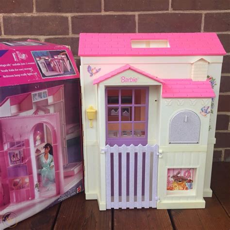 Vintage Barbie Folding Pretty House 16961 Dollhouse Mattel Pink Furniture Box 1910630041