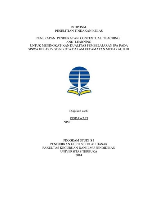 Contoh Proposal Penelitian Ptk Pgsd | My Skripsi