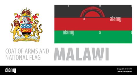 Vector Set Of The Coat Of Arms And National Flag Of Malawi Stock Vector