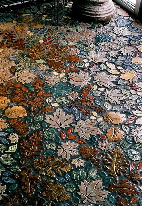 Leaf Mosaic Tile Floor Pattern Love Affair Pinterest