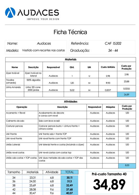 Ficha Técnica Completa Passo A Passo Para Criar A Sua