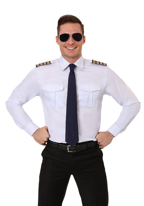 Adult Pilot Long Sleeve Costume Shirt Uniform Costumes