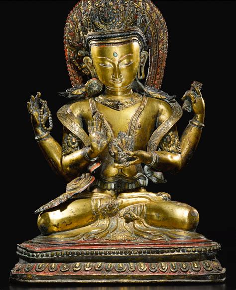 Global Nepali Museum A Gilt Copper RepoussÉ Figure Of Avalokiteshvara