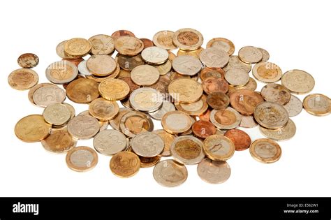 Different Old European Coins On White Stock Photo Alamy