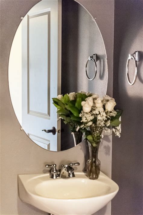 Pedestal Sink And Oval Mirror Bathroom Portland By
