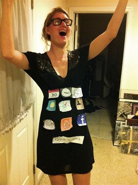 taping app icons to your outfit is an easy way to dress up as an iphone for halloween office