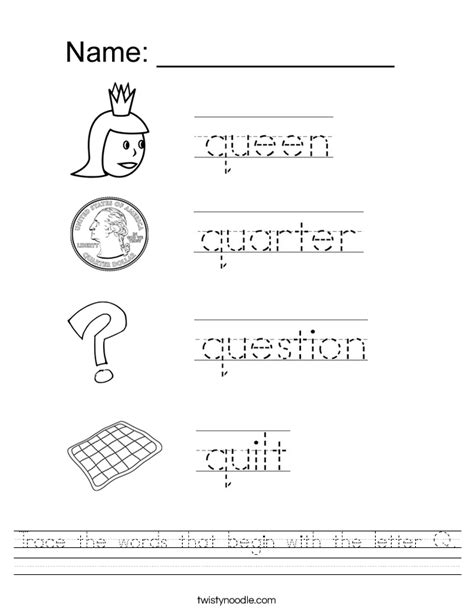 Words that start with q. Trace the words that begin with the letter Q Worksheet ...