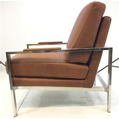 Mid Century Modern Style Classic Leather And Chrome Lounge Chair Chairish