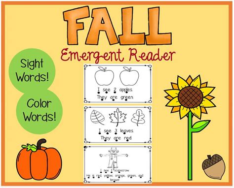 Fall Beginning Reader Preschool Kindergarten Sight Words Etsy