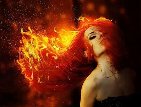 Fire Goddess Fire Hair Fire Dancer Fire Element Photoshop Dark