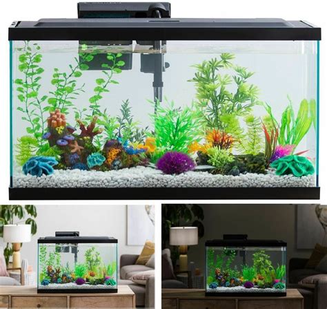 29 Gallon Fish Aquarium Starter Pack With Led Fish Tank Aqua Complete