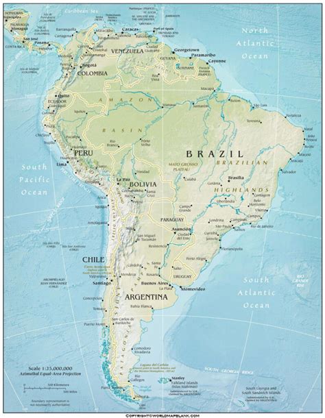 Printable South America Physical Map World Map Blank And Printable