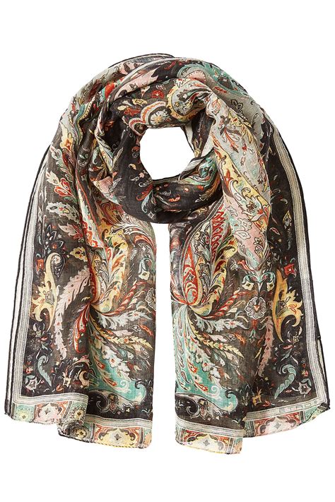 Lyst Etro Linen Silk Paisley Print Scarf Multicolor