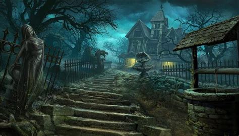 Creepy Yard And Mansion Dark Fantasy Fantasy Art Fantasy Places