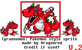 On this page, you will find examon's digivolution requirements, its prior and succeeding digivolutions, drops. V.2 Tyrannomon - Pokemon Style Sprite by dragonrod342 on ...