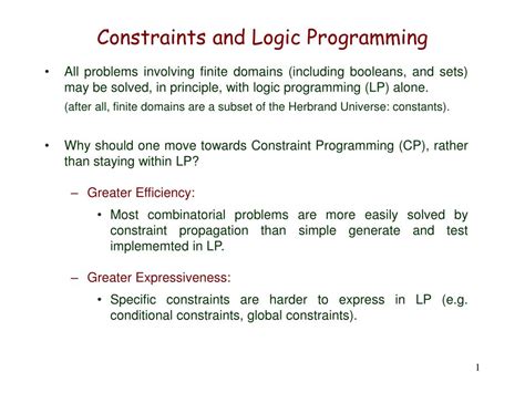 Ppt Constraints And Logic Programming Powerpoint Presentation Free